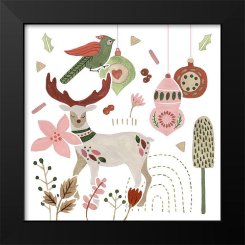 Reindeer Wishes V Black Modern Wood Framed Art Print by Wang, Melissa