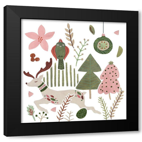 Reindeer Wishes VI Black Modern Wood Framed Art Print with Double Matting by Wang, Melissa