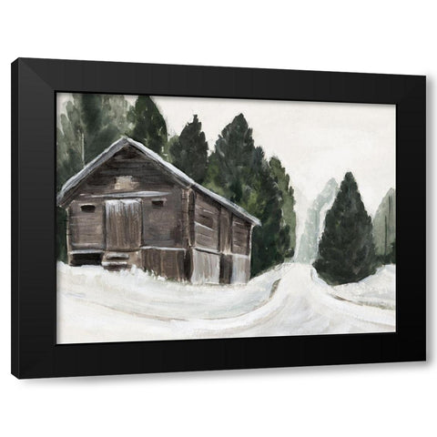 Winter Barn I Black Modern Wood Framed Art Print with Double Matting by Warren, Annie