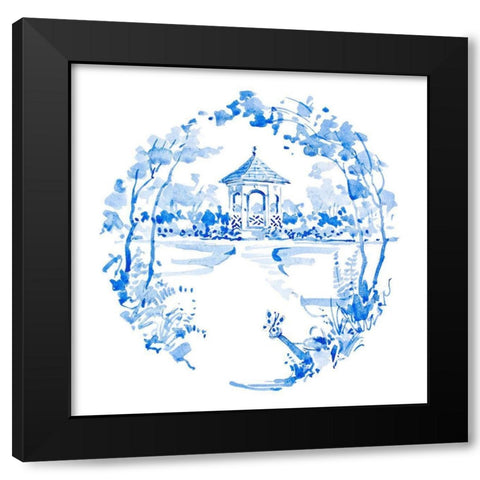Blue Garden Impressions I Black Modern Wood Framed Art Print by Unknown