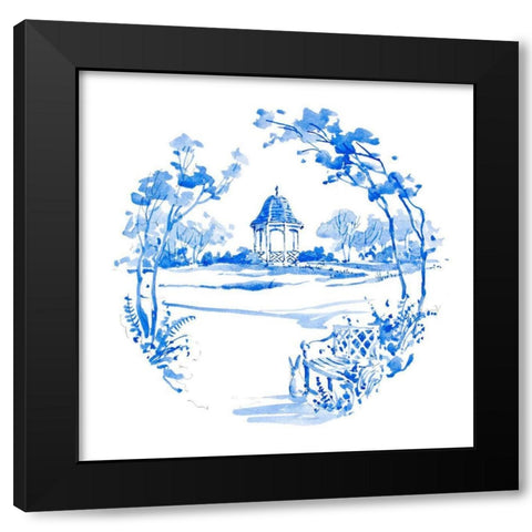 Blue Garden Impressions III Black Modern Wood Framed Art Print by Unknown