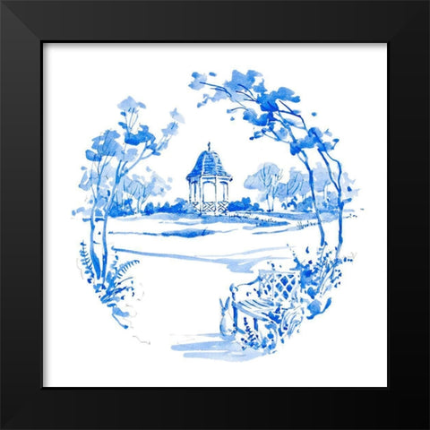 Blue Garden Impressions III Black Modern Wood Framed Art Print by Unknown