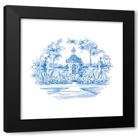 Blue Garden Impressions V Black Modern Wood Framed Art Print with Double Matting by Unknown