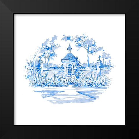 Blue Garden Impressions V Black Modern Wood Framed Art Print by Unknown