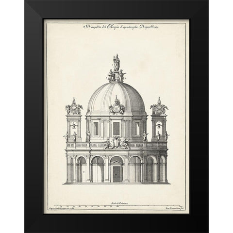 Prospepettiva del Tempio Black Modern Wood Framed Art Print by Fontana, Carlo