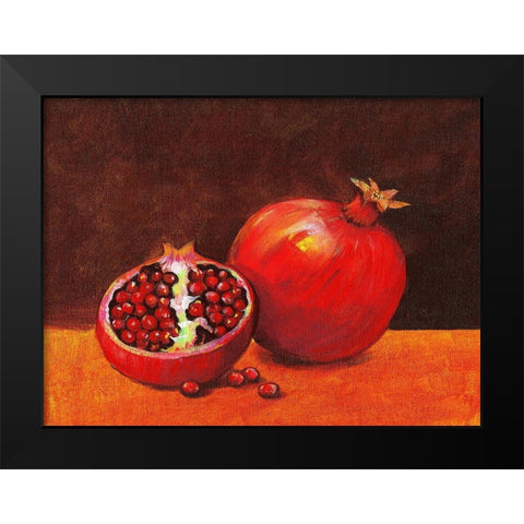 Pomegranate Still Life II Black Modern Wood Framed Art Print by OToole, Tim