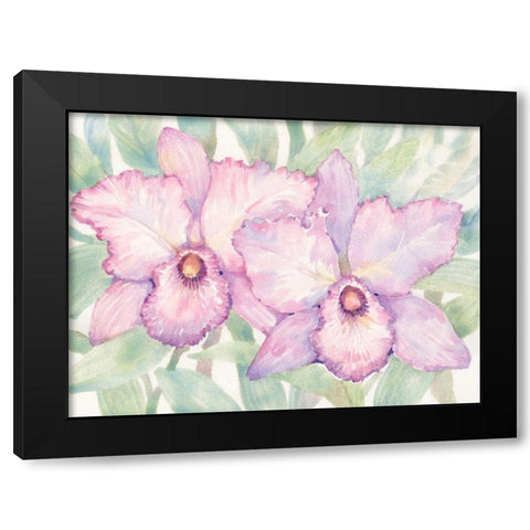 Tropical Orchid Watercolor I Black Modern Wood Framed Art Print with Double Matting by OToole, Tim