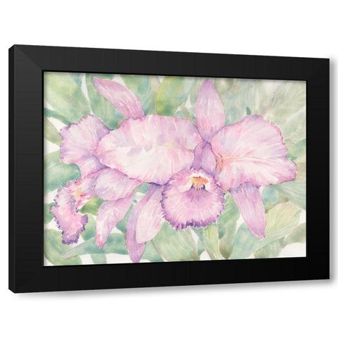 Tropical Orchid Watercolor II Black Modern Wood Framed Art Print by OToole, Tim