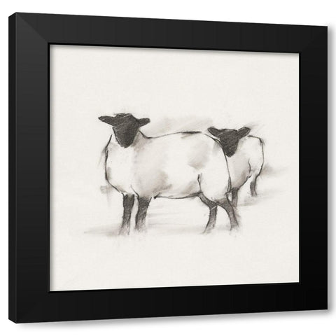 Folksie sheep I Black Modern Wood Framed Art Print with Double Matting by Harper, Ethan