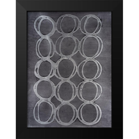Concentric Metallic in Silver Black Modern Wood Framed Art Print by Willett, Michael