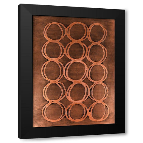 Concentric Metallic in Copper Black Modern Wood Framed Art Print with Double Matting by Willett, Michael