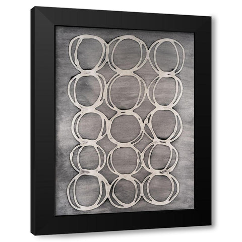 Concentric Metallic in Pearl White Black Modern Wood Framed Art Print with Double Matting by Willett, Michael