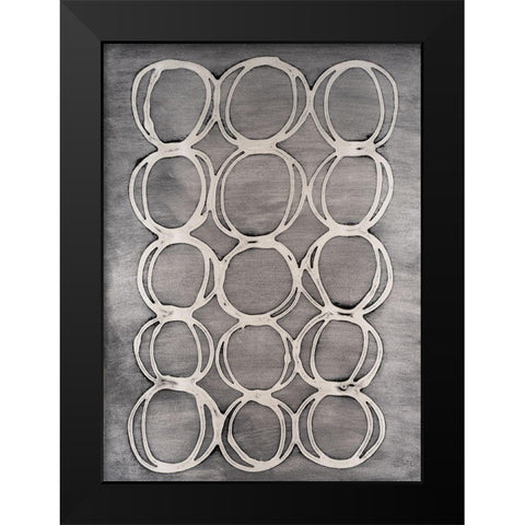 Concentric Metallic in Pearl White Black Modern Wood Framed Art Print by Willett, Michael