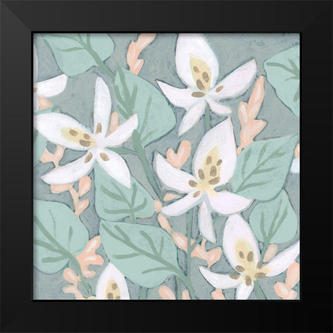 Pastel Garden Fresco I Black Modern Wood Framed Art Print by Vess, June Erica