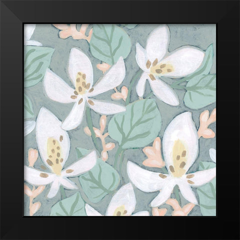 Pastel Garden Fresco II Black Modern Wood Framed Art Print by Vess, June Erica