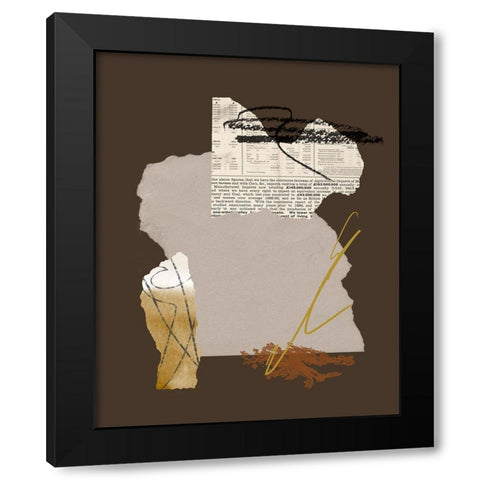 Paper Collage I Black Modern Wood Framed Art Print with Double Matting by Wang, Melissa