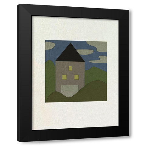 Mountain Houses II Black Modern Wood Framed Art Print by Wang, Melissa