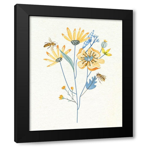 Honey Bees I Black Modern Wood Framed Art Print with Double Matting by Wang, Melissa