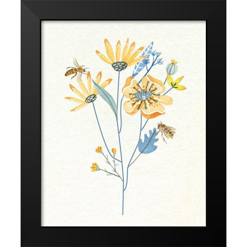 Honey Bees I Black Modern Wood Framed Art Print by Wang, Melissa