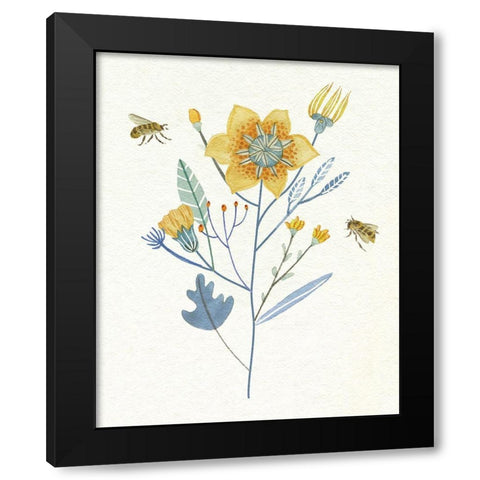 Honey Bees II Black Modern Wood Framed Art Print with Double Matting by Wang, Melissa