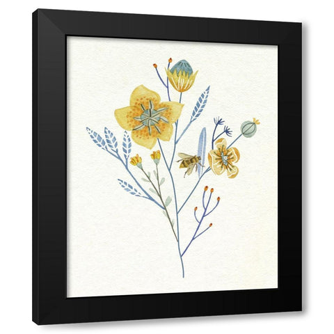 Honey Bees III Black Modern Wood Framed Art Print with Double Matting by Wang, Melissa