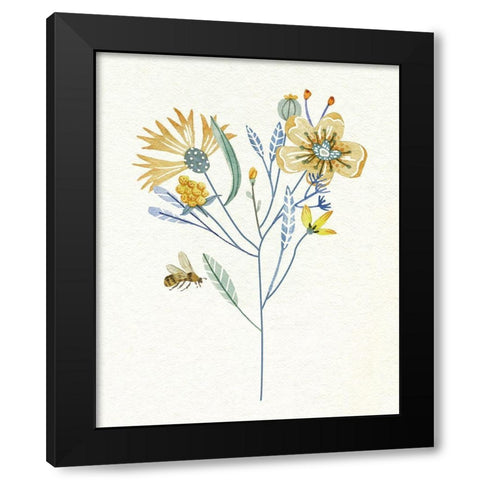 Honey Bees V Black Modern Wood Framed Art Print with Double Matting by Wang, Melissa