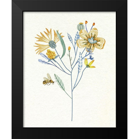 Honey Bees V Black Modern Wood Framed Art Print by Wang, Melissa