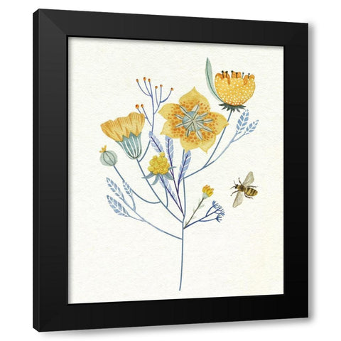 Honey Bees VI Black Modern Wood Framed Art Print with Double Matting by Wang, Melissa