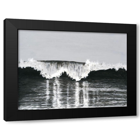Black And White Waves II Black Modern Wood Framed Art Print with Double Matting by Willett, Michael