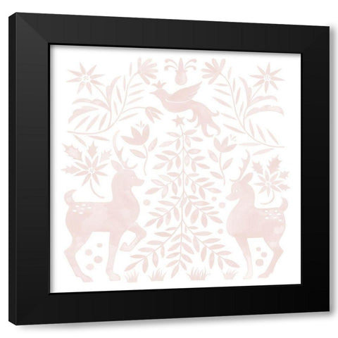 Otomi Inspired Christmas II Black Modern Wood Framed Art Print with Double Matting by Popp, Grace