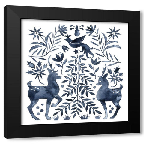 Otomi Inspired Christmas IV Black Modern Wood Framed Art Print with Double Matting by Popp, Grace