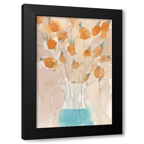 Poppy Vase I Black Modern Wood Framed Art Print by Dixon, Samuel