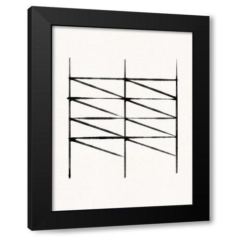 Abstract Ink Grid II Black Modern Wood Framed Art Print by Green, Jacob