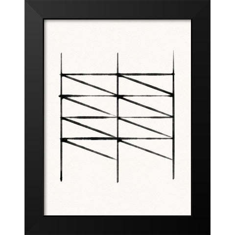 Abstract Ink Grid II Black Modern Wood Framed Art Print by Green, Jacob