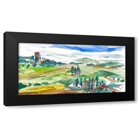 Vibrant Tuscan Landscape I Black Modern Wood Framed Art Print with Double Matting by Wang, Melissa