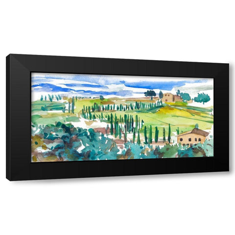 Vibrant Tuscan Landscape II Black Modern Wood Framed Art Print with Double Matting by Wang, Melissa