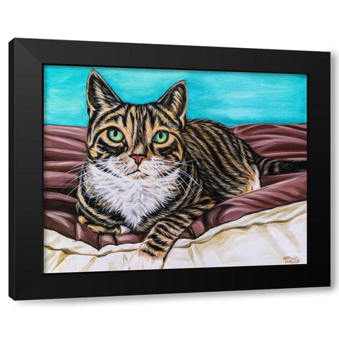 Kaleidoscope Comfy Cat Black Modern Wood Framed Art Print by Vitaletti, Carolee