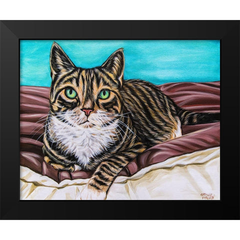 Kaleidoscope Comfy Cat Black Modern Wood Framed Art Print by Vitaletti, Carolee