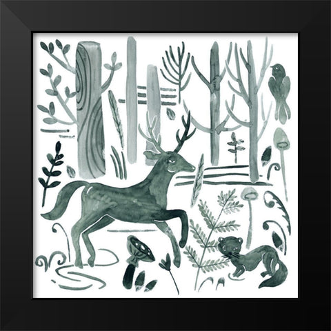 Forest Animals I Black Modern Wood Framed Art Print by Wang, Melissa