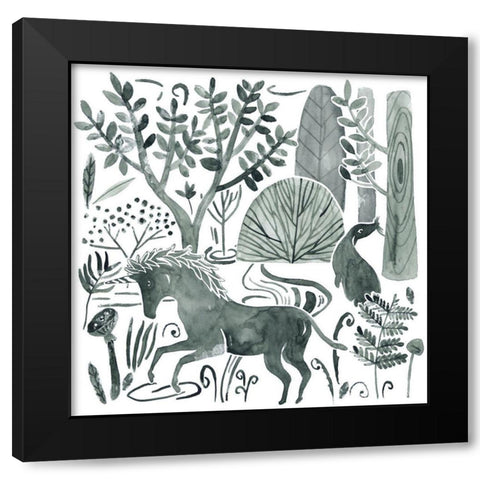 Forest Animals II Black Modern Wood Framed Art Print by Wang, Melissa