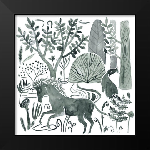 Forest Animals II Black Modern Wood Framed Art Print by Wang, Melissa