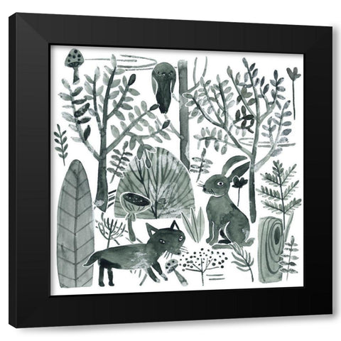 Forest Animals IV Black Modern Wood Framed Art Print with Double Matting by Wang, Melissa