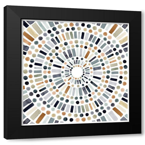 Concentric Tones II Black Modern Wood Framed Art Print with Double Matting by Barnes, Victoria