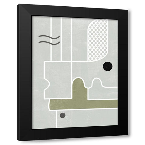 White Tile I Black Modern Wood Framed Art Print with Double Matting by Wang, Melissa