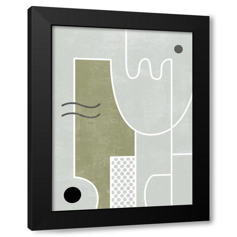 White Tile II Black Modern Wood Framed Art Print with Double Matting by Wang, Melissa