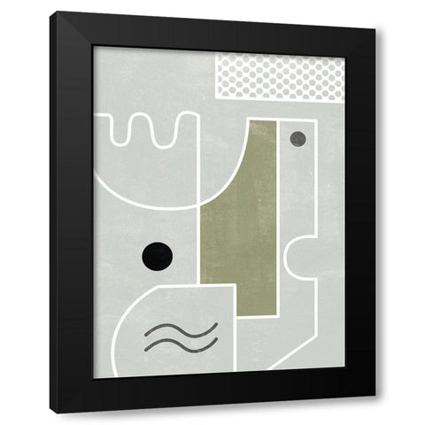 White Tile III Black Modern Wood Framed Art Print with Double Matting by Wang, Melissa