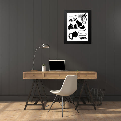 Memory Impressions I Black Modern Wood Framed Art Print by Wang, Melissa