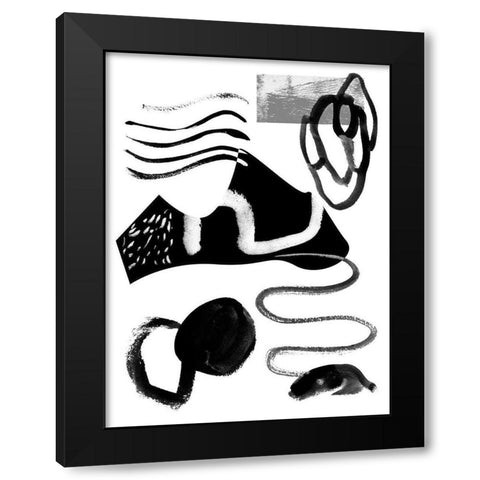 Memory Impressions I Black Modern Wood Framed Art Print with Double Matting by Wang, Melissa
