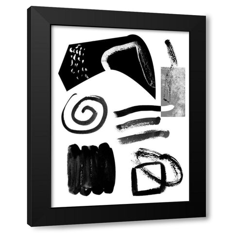 Memory Impressions II Black Modern Wood Framed Art Print with Double Matting by Wang, Melissa