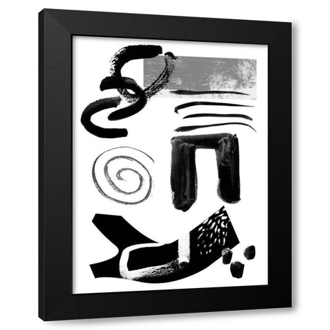 Memory Impressions IV Black Modern Wood Framed Art Print with Double Matting by Wang, Melissa